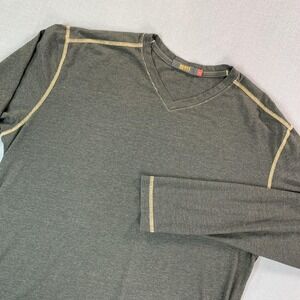 Agave Denim Shirt Mens Large Brown Long Sleeve V Neck Contrast Stitch USA Tee
